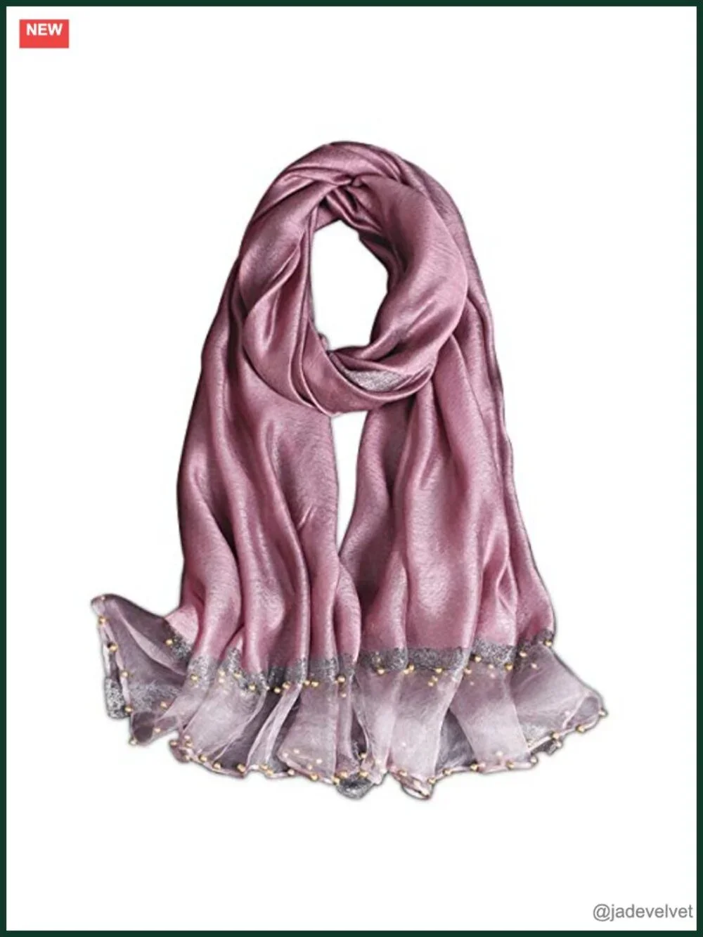 Silk Chiffon Scarf Sun Protection Shawl Bead Embellishment